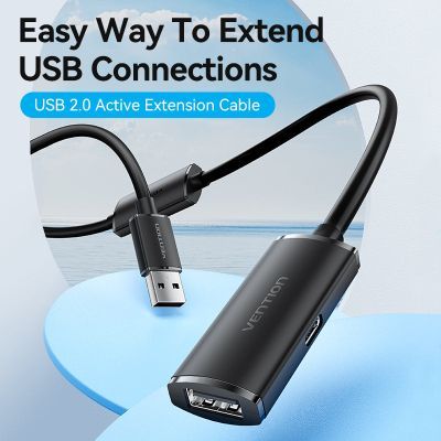 Дата кабель USB 2.0 AM/AF 25.0m Active black Vention (CBKBS)