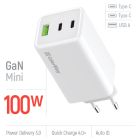 Зарядное устройство ColorWay C101B GaN Mini 100W PD PPS 2xUSB-C + USB-A white (CW-CHS061PD-WT)