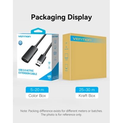 Дата кабель USB 2.0 AM/AF 30.0m Active black Vention (CBKBT)
