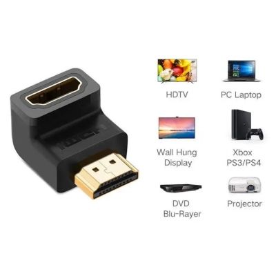 Переходник HDMI M to HDMI F 90° corner Down HD112 black Ugreen (20109)