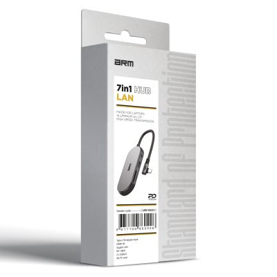 Концентратор Armorstandart Angle USB-C to HDMI 4K, RJ45, PD, 2USB, SD, microSD Grey (ARM86022)