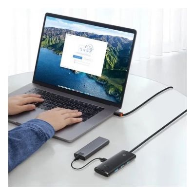 Концентратор Baseus USB 3.0 to 4xUSB 3.0 1.0m black (WKQX030101)