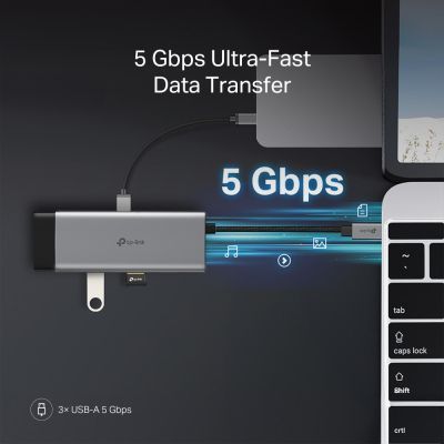 Концентратор TP-Link USB-C 7-in-1 3xUSB + HDMI + SD/TF + USB-C PD100W (UH7021C)