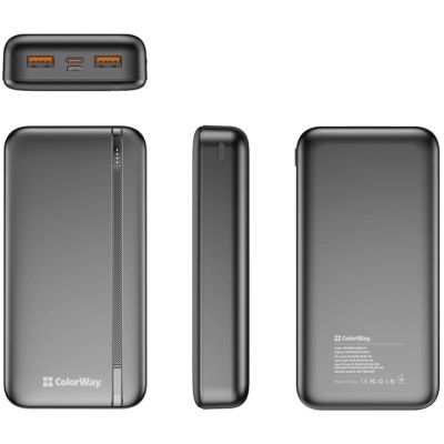 Батарея універсальна ColorWay 20 000 mAh Portable Charger (USB/QC3.0 + USB-C/PD/22.5W) Black (CW-PB200LPB4BK-PD)