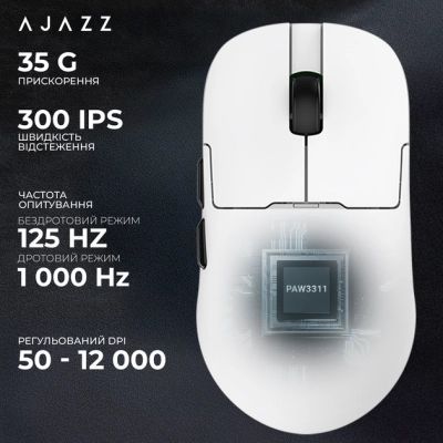 Мишка Ajazz AJ159P MC Wireless/Bluetooth/USB Charging Dock White (AJ159P-MC-W)