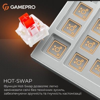 Клавіатура GamePro Genesis Joker Pro (MK124G Pro) Outemu Red Switch Wireless/Bluetooth/USB UA Gray (MK124G Pro)