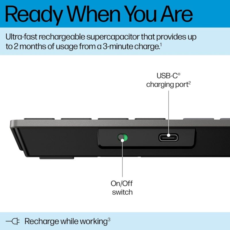 Клавиатура HP 720 Multi-Device Rechargeable Wireless/Bluetooth UA Black (9T5B1AA)