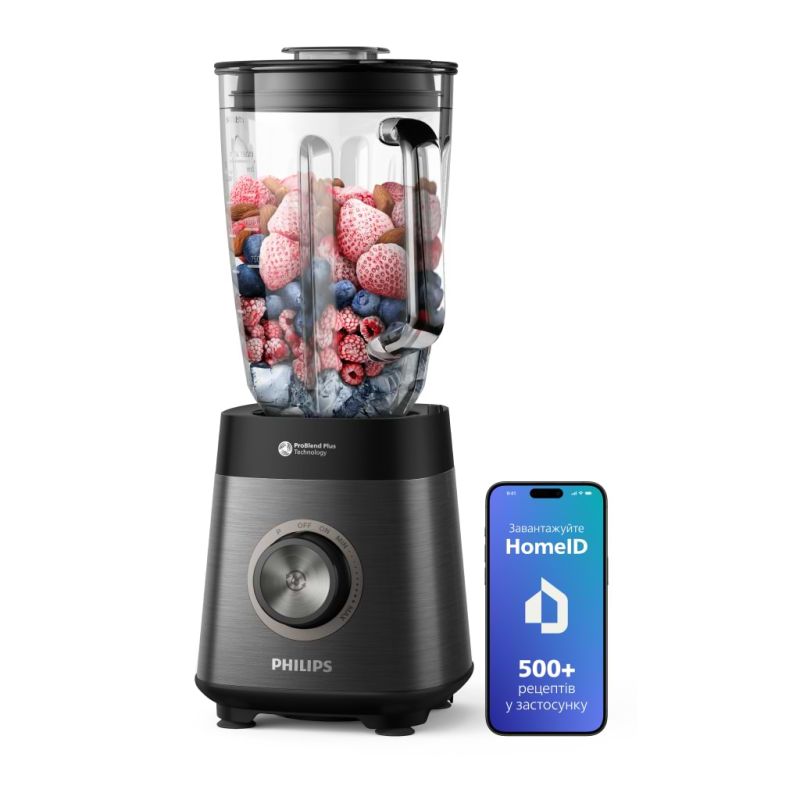 Блендер Philips стаціонарний Series 5000, 1200Вт, чаша-2000мл, скло, склянка в ко (HR3041/00)