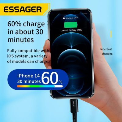 Дата кабель USB-C to Lightning 0.5m 20W black Essager (EXCTL-CGB01)