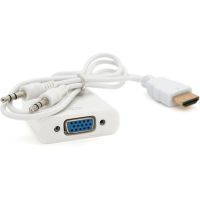 Перехідник HDMI M to VGA F + Audio 0.1m 4K/2K white Voltronic (YT-C-HDMI(M)/VGA(F)+AUX-W)