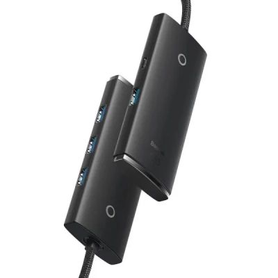 Концентратор Baseus USB-C to 4xUSB 3.0 1.0m black (WKQX030401)