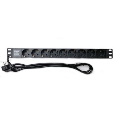 Силовий блок Eserver 19" 9 розеток, кабель 1.8м, алюм. корпус PDU 220В, 16А (WT-2261A-GER-9WAY)