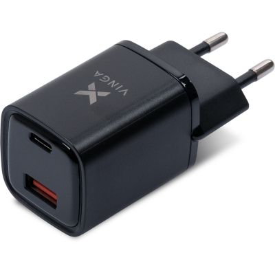 Зарядное устройство Vinga USB-C PD30W + USB-A QC30W Display 33W Max (VCR30ACDB)
