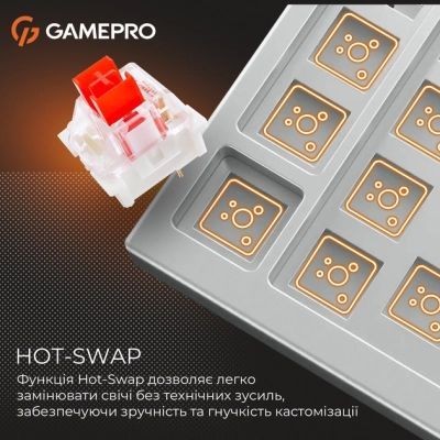 Клавиатура GamePro Genesis Metallic (MK110W) Outemu Red Switch USB UA White (MK110W)
