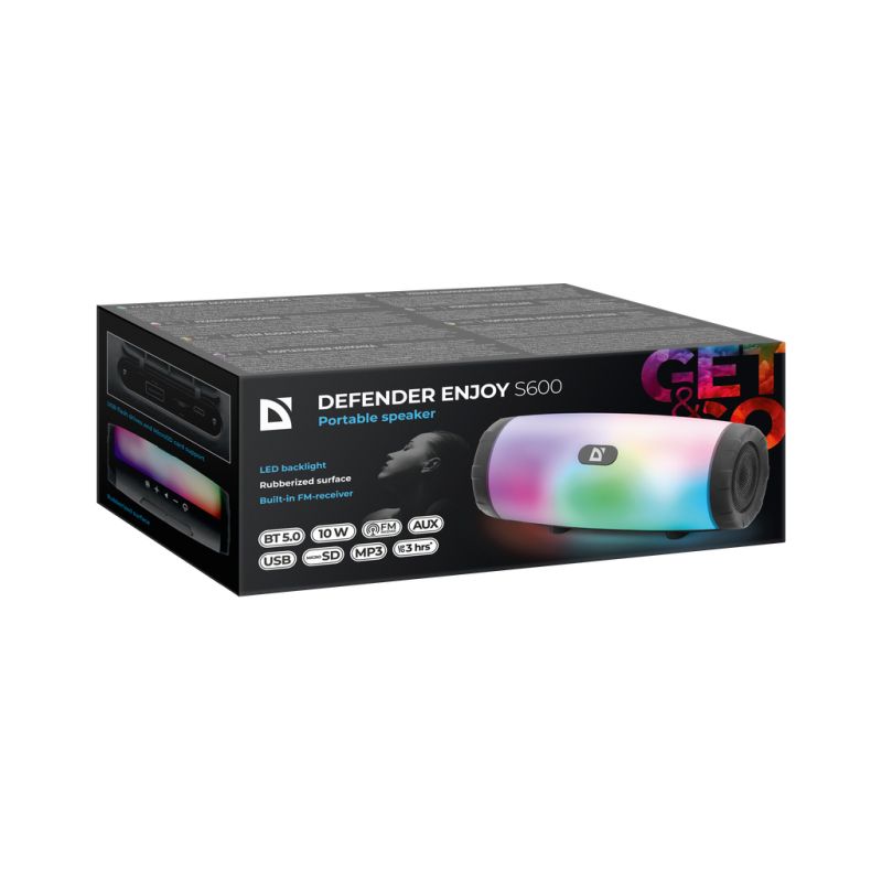 Акустическая система Defender Enjoy S600 10Вт Light/FM/microSD/USB Black (65603)