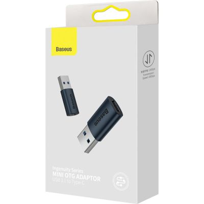 Перехідник USB 3.1 M to USB-C F blue Baseus (ZJJQ000103)
