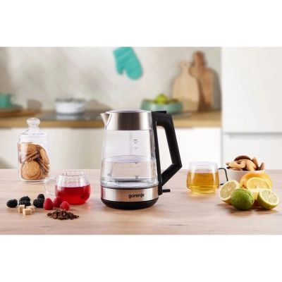 Електрочайник Gorenje 1.7л, 2,200 Вт, strix контроль, скло, нерж (K17OGS)