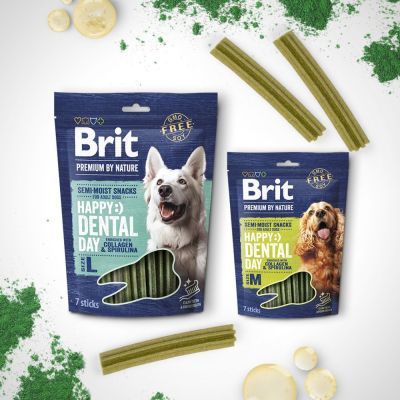 Ласощі для собак Brit Premium Dental Snacks M для середніх порід з колагеном і спіруліною 180 г (8595602573950)