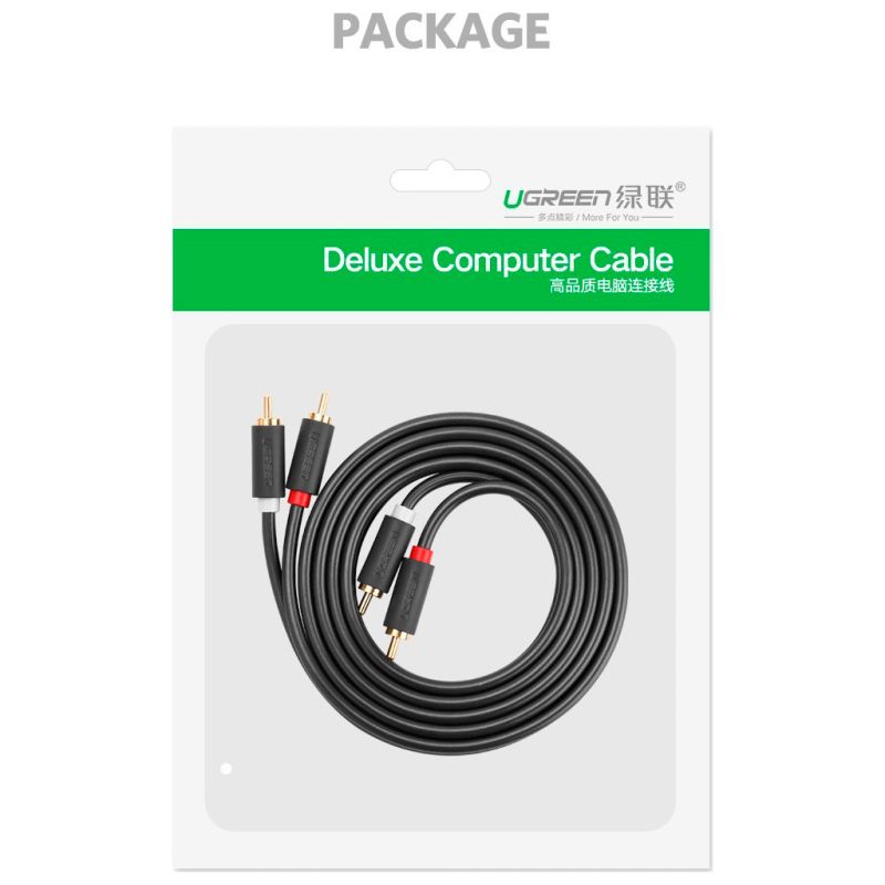 Кабель мультимедийный 2xRCA M to 2xRCA M 2.0m AV104 black Ugreen (10518)
