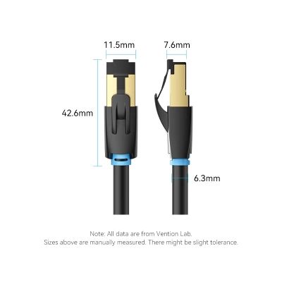 Патч-корд 15м, S/FTP cat 8 RJ-45 black Vention (IKABN)
