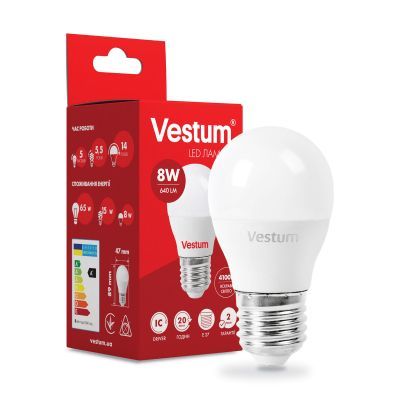 Лампочка Vestum G45 8W 4100K 220V E27 (1-VS-1209)