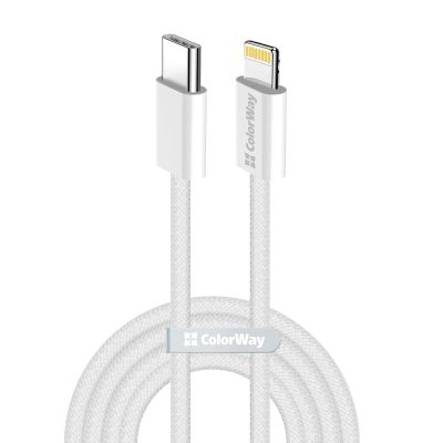 Дата кабель USB-C to Lightning 2.0m PD 27W braided gray ColorWay (CW-CBPDCL068-GR)
