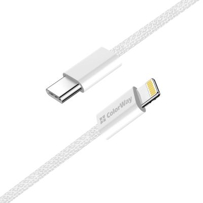 Дата кабель USB-C to Lightning 2.0m PD 27W braided gray ColorWay (CW-CBPDCL068-GR)