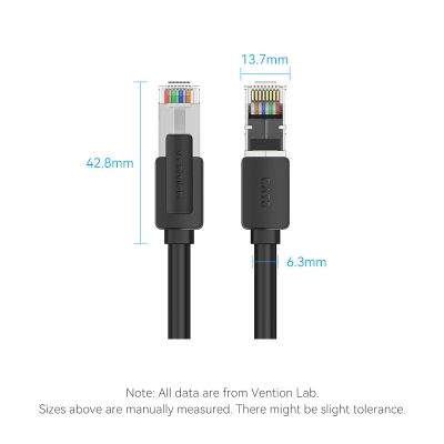 Патч-корд 1м, S/FTP cat 8 RJ-45 black Vention (IKKBF)