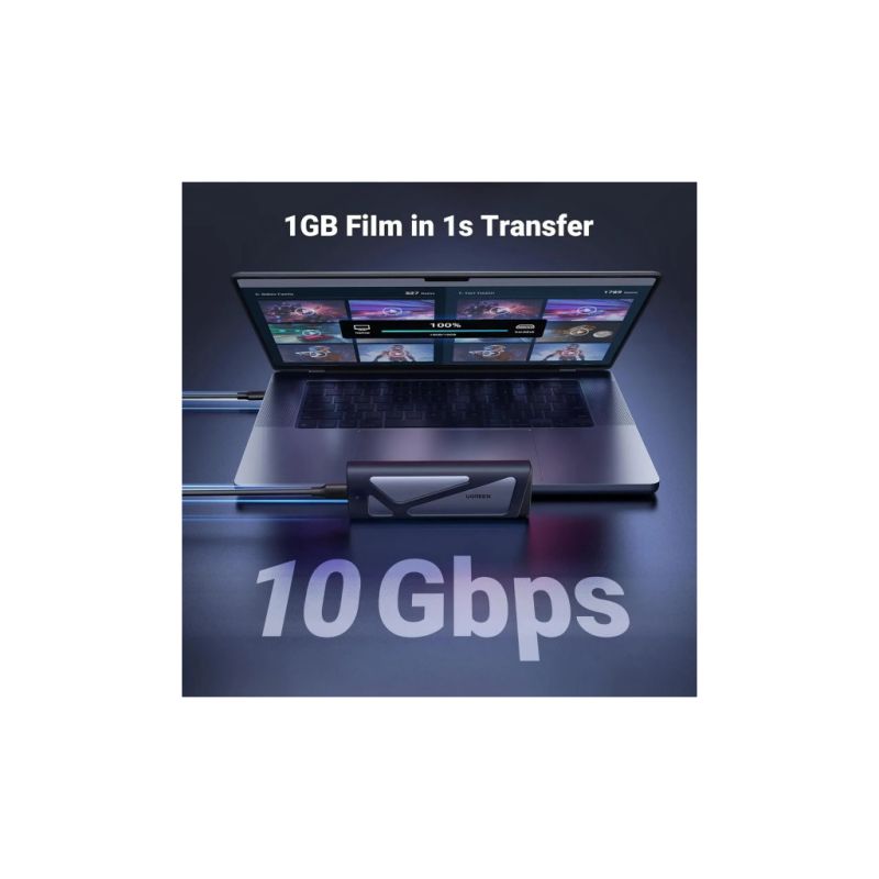 Карман внешний Ugreen USB 3.2 Gen 2 to M.2 NVMe/SATA 10Gbps UASP TRIM CM767 gray (15813)