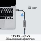 Адаптер Promate USB-C to RJ45 Ethernet 1000Mbps grey (gigaLink-c.grey)