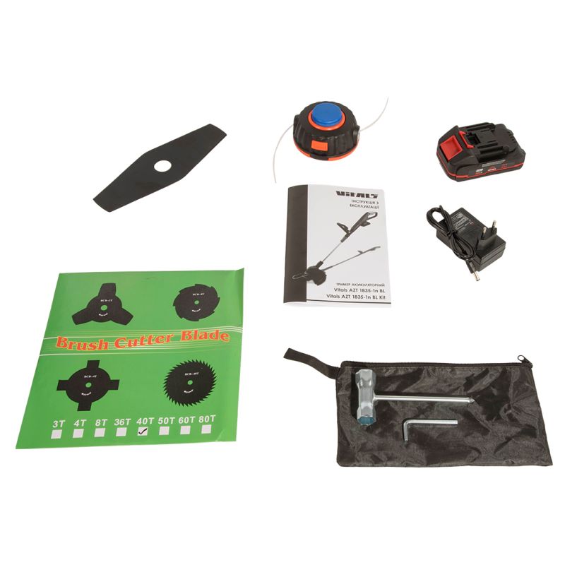Триммер садовый Vitals AZT 1835-1n BL Kit, 18V, 2Ah, 30см, 2.75кг (243558)