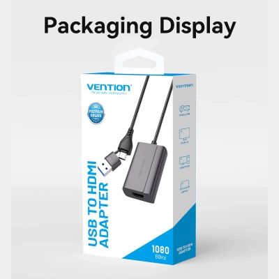 Перехідник USB-C + USB-A to HDMI M 0.15m gray Vention (ACYHB)
