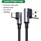 Дата кабель USB 2.0 AM to USB-C 1.0m 3A 90° corner US176 black Ugreen (20856)