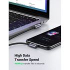 Дата кабель USB 2.0 AM to USB-C 1.0m 3A 90° corner US176 black Ugreen (20856)