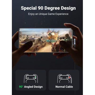 Дата кабель USB 2.0 AM to USB-C 1.0m 3A 90° corner US176 black Ugreen (20856)