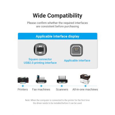 Кабель для принтера USB 2.0 AM/BM 1.5m 480Mbps PVC black Vention (COQBG)
