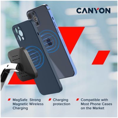 Зарядний пристрій Canyon wireless charger WS-404 15W 4in1 Black (CNS-WCS404)