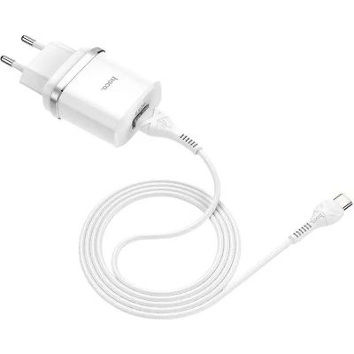 Зарядное устройство HOCO C12Q Smart USB QC3.0 + cable USB to USB-C 18W White (6931474716309)
