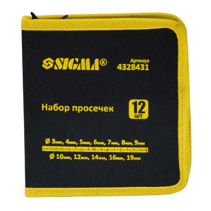 Пробойник Sigma 12шт 3-10, 12, 14, 16, 19мм (чехол) (4328431)