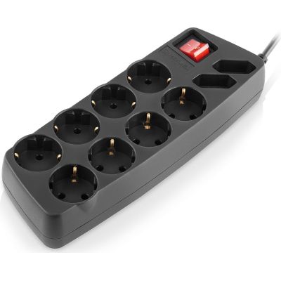 Сетевой фильтр питания REAL-EL REAL-EL RS-10 Protect, 3m, black (EL122300039)