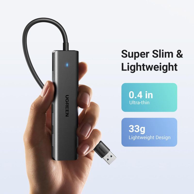Концентратор Ugreen USB 3.0 to 4хUSB 3.0 0.15m Space Gray CM219 (25851)