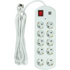 Сетевой фильтр питания PowerPlant 5м, 10 розеток, USB, євро, 100% мідь (YS-N6065/5) (EX610556)