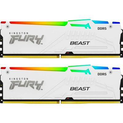 Модуль пам\'яті для комп\'ютера DDR5 32GB (2x16GB) 6000 MHz Beast RGB EXPO White Kingston Fury (ex.HyperX) (KF560C36BWE2AK2-32)