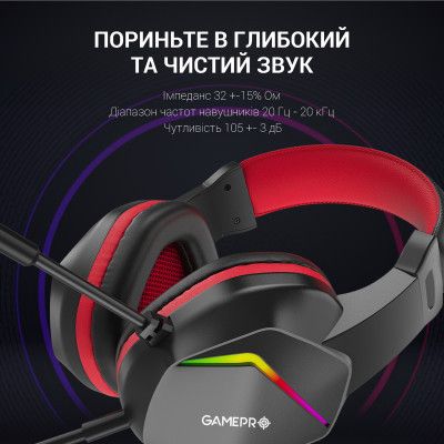 Навушники GamePro (HS311) RGB Black/Red (HS311)