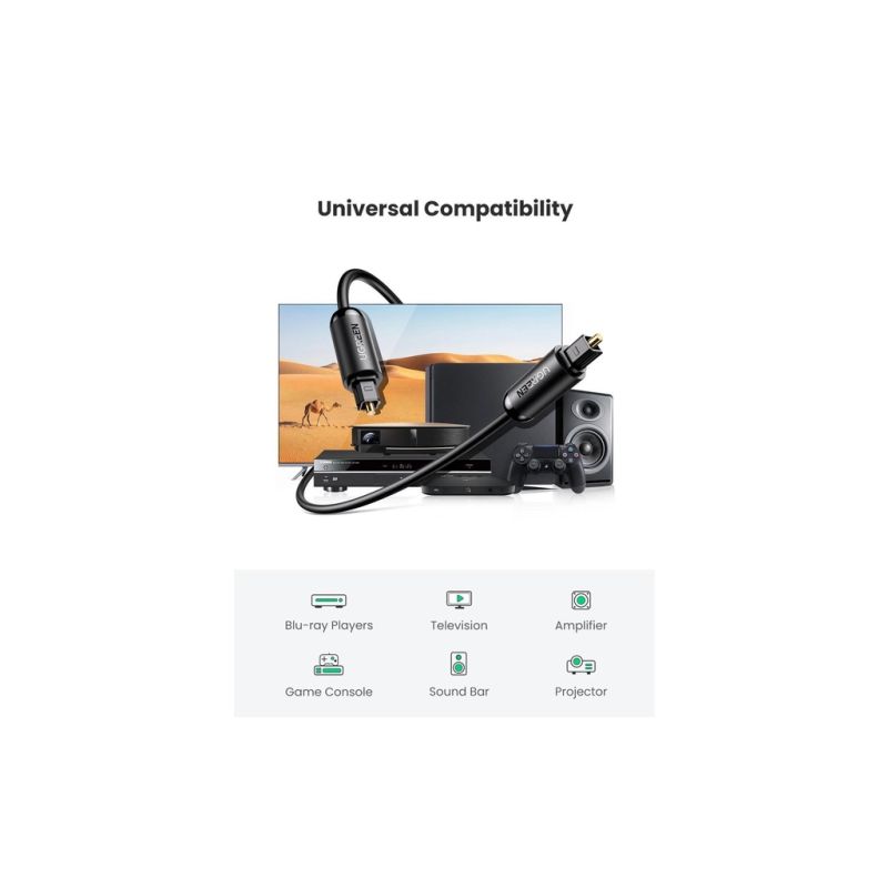 Кабель мультимедийный Optical Toslink 1.0m AV122 black Ugreen (70890)