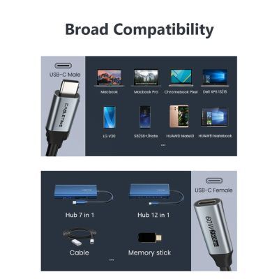 Дата кабель USB-C M/F 0.5m 5Gbps 60W 4K60Hz Cabletime (CA913664)