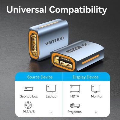 Переходник HDMI F to HDMI F 8K Aluminum black Vention (AIUH0)