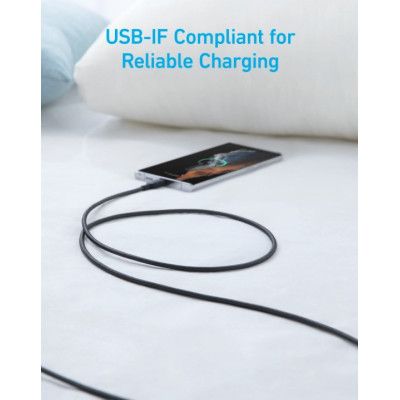 Дата кабель USB 2.0 AM to USB-C 0.9m 322 Black Anker (A81H5G11)