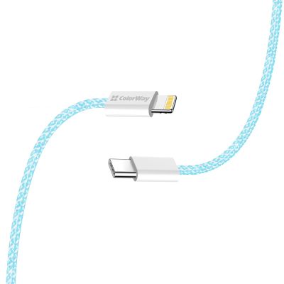 Дата кабель USB-C to Lightning 1.0m 27W blue ColorWay (CW-CBPDCL061-BL)