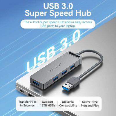 Концентратор Vention USB 3.0 to 4xUSB 3.0 black (CHLBB-SCB)